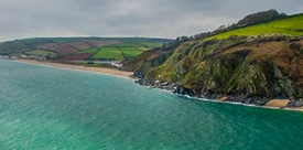 Drone shot of Devon coast
