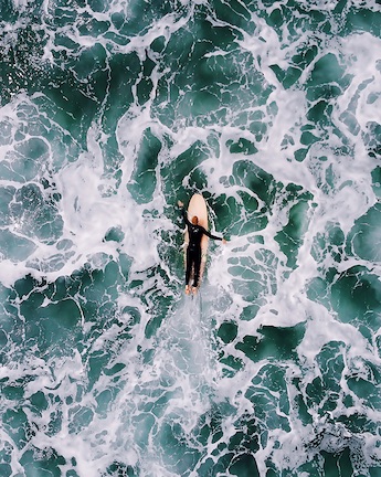 Surfer on the ocean